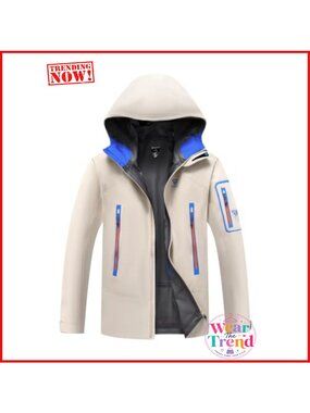 Waterproof Hard Shell Hooded Raincoat Windproof Ski Hiking Jacket